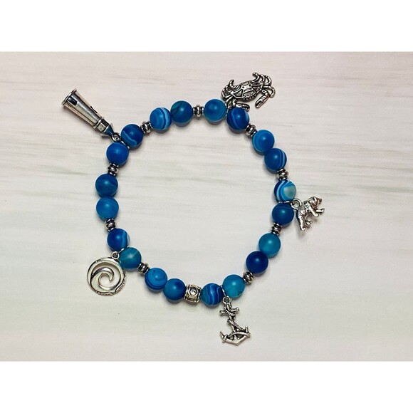 Coastal Virginia Keepsake Charm Bracelet stretch Agate - Picture 3 of 4
